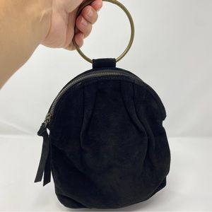 Suede evening clutch wristlet